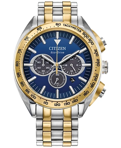 Citizen Eco-Drive Men's Chronograph Sport Luxury Two-Tone Stainless Steel Bracelet Watch 43mm