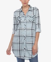 White Mark Women's Plaid Tunic Top Shirt