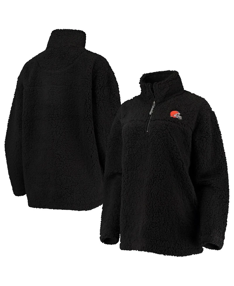 Women's G-iii 4Her by Carl Banks Black Cleveland Browns Sherpa Quarter-Zip Jacket