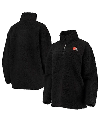 Women's G-iii 4Her by Carl Banks Black Cleveland Browns Sherpa Quarter-Zip Jacket