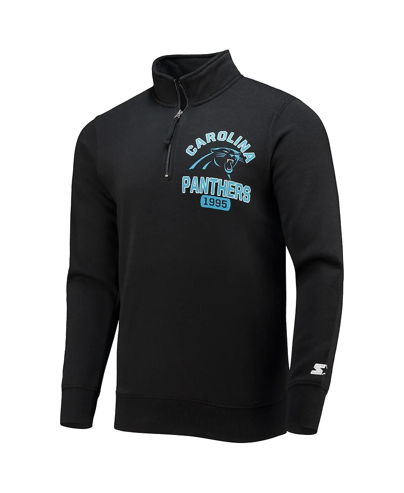 Men's Starter Black Carolina Panthers Heisman Quarter-Zip Jacket