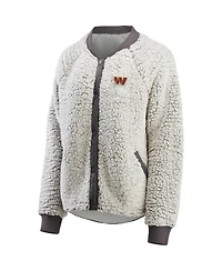Women's Wear by Erin Andrews Charcoal Washington Commanders Sherpa Raglan Full-Snap Jacket
