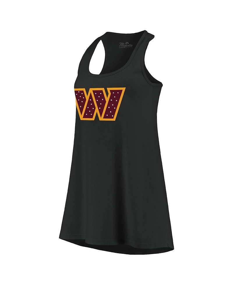 Women's Majestic Threads Black Washington Commanders Bling Scoop Neck Racerback Tank Top