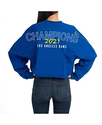 Women's Fanatics Royal Los Angeles Rams Super Bowl Lvi Champions Cropped Long Sleeve T-shirt