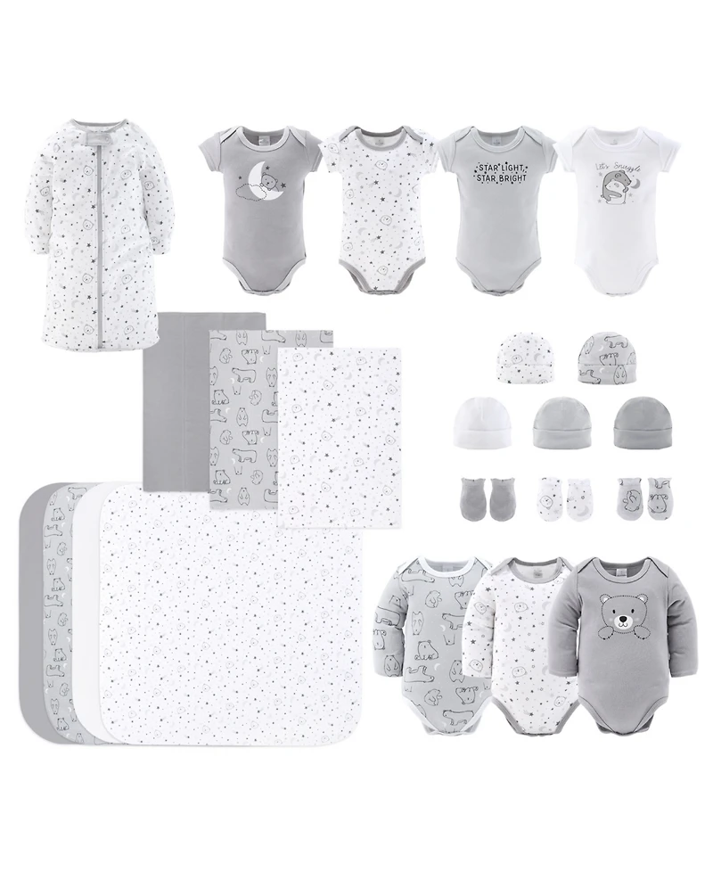 The Peanutshell Baby Boys Newborn Shower Gift Set Layette Essentials, Grey, White