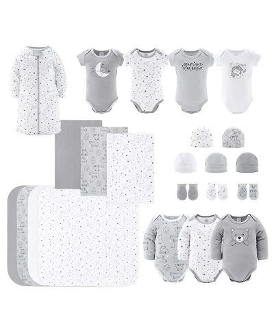 The Peanutshell Baby Boys Newborn Shower Gift Set Layette Essentials, Grey, White