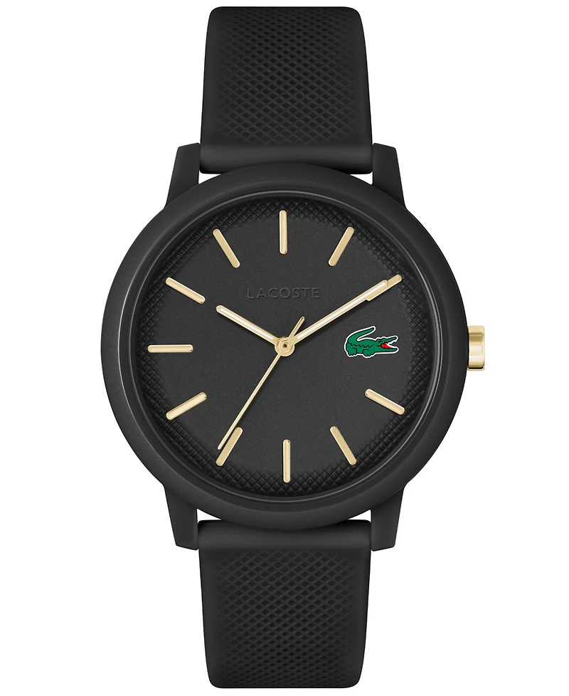 Lacoste Men's L.12.12 Black Silicone Strap Watch 42mm
