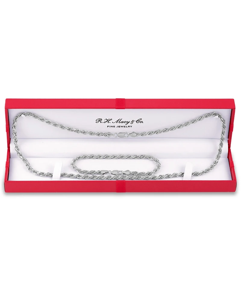 Esquire Men's Jewelry 2-Pc. Set 22" Rope Link Chain Necklace & Matching Bracelet, Created for Macy's