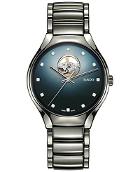 Rado Unisex Swiss Automatic True Secret Diamond (1/8 ct. t.w.) Gray Ceramic Bracelet Watch 40mm