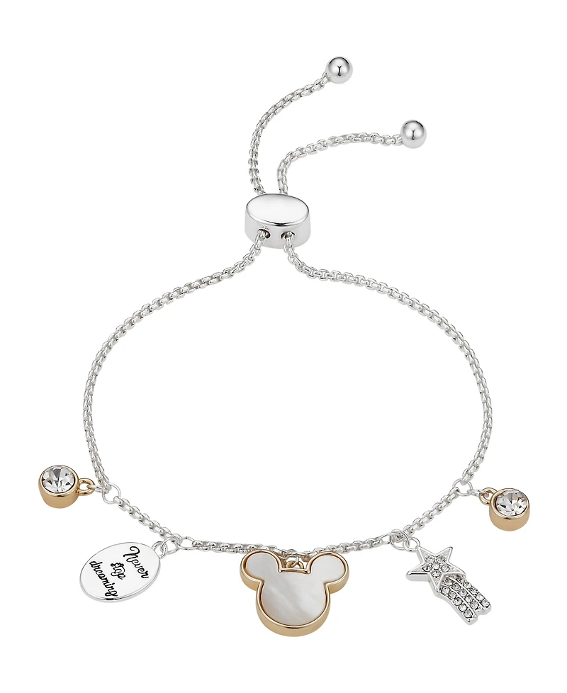 Disney Crystal Mickey Mouse Charm Bolo Bracelet (0.43 ct. t.w. / 0.01 ct. t.w.) in 14K Gold Flash Plated