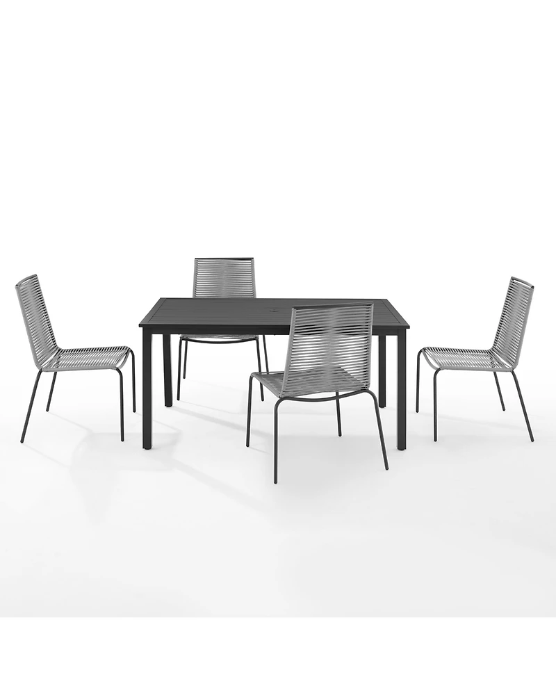 Fenton 5 Piece Outdoor Wicker Metal Dining Set