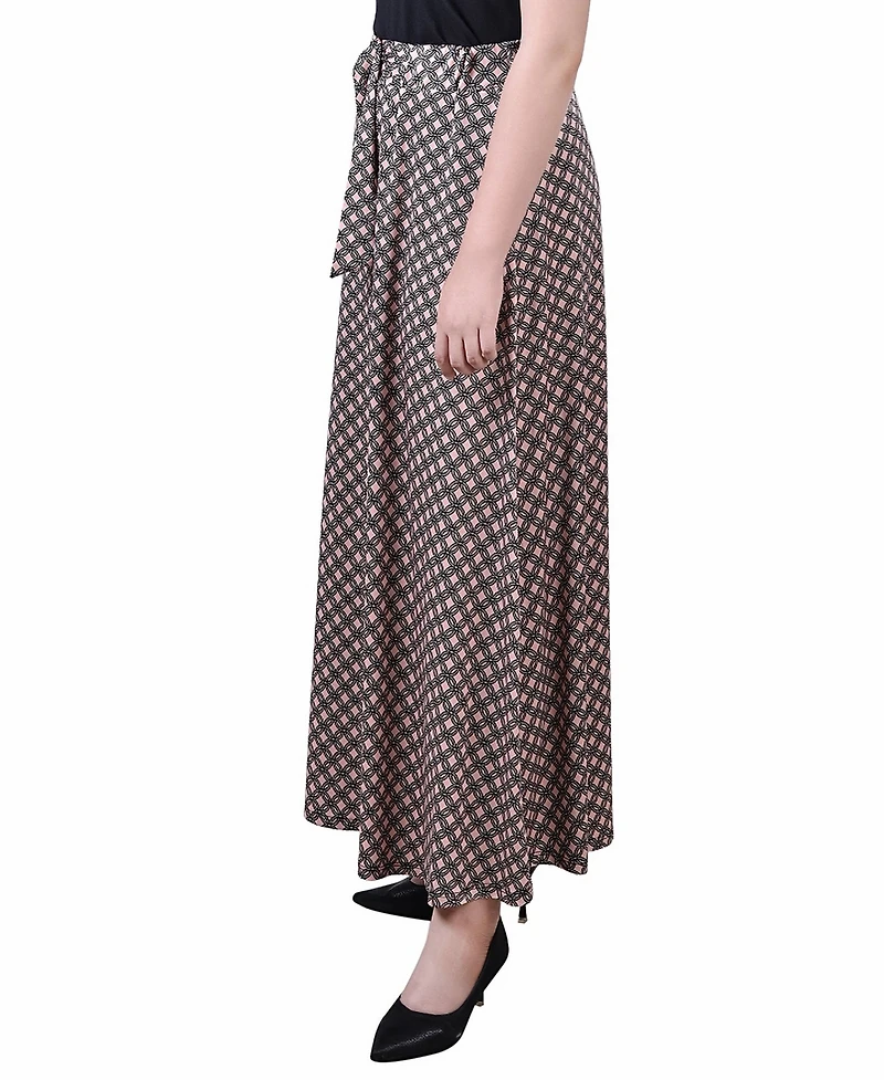 Ny Collection Petite Printed Belted Maxi Skirt