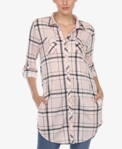 White Mark Womens Plaid Tunic Top Shirt