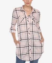 White Mark Womens Plaid Tunic Top Shirt
