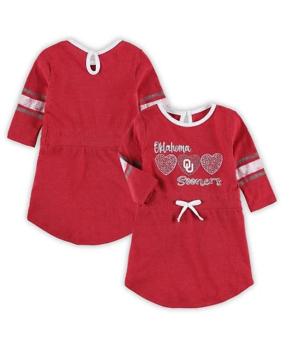Toddler Girls Colosseum Heathered Crimson Oklahoma Sooners Poppin Sleeve Stripe Dress