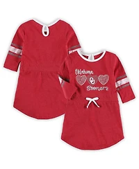 Toddler Girls Colosseum Heathered Crimson Oklahoma Sooners Poppin Sleeve Stripe Dress