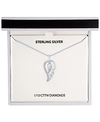 Diamond Angel Wing Pendant Necklace (1/10 ct. t.w.) in Sterling Silver