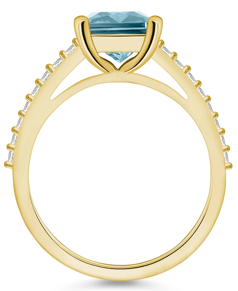 Macy's Aquamarine (3 ct. t.w.) and Diamond (1/4 Ring 14K Yellow Gold
