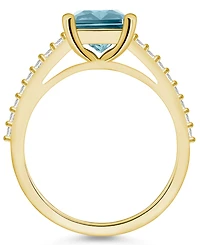 Macy's Aquamarine (3 ct. t.w.) and Diamond (1/4 Ring 14K Yellow Gold