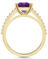 Macy's Amethyst (3-1/7 ct. t.w.) and Diamond (1/4 Ring 14K Yellow Gold