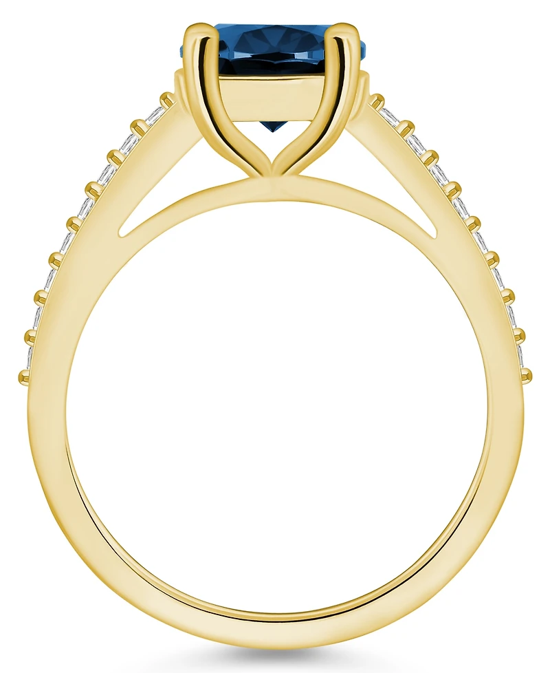 Macy's London Blue Topaz (3-5/8 ct. t.w.) and Diamond (1/4 Ring 14K Yellow Gold