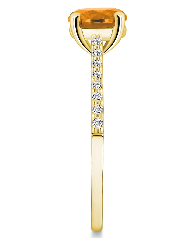 Macy's Citrine (1-1/4 ct. t.w.) and Diamond (1/6 Ring 14K Yellow Gold