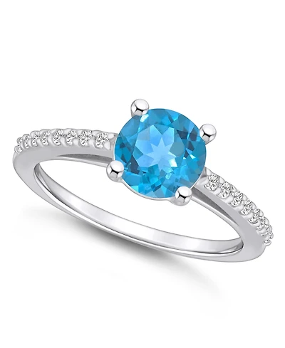 Macy's Blue Topaz (1-5/8 ct. t.w.) and Diamond (1/6 Ring 14K Gold