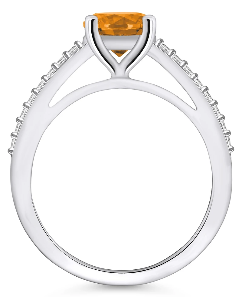 Macy's Citrine (1-1/4 ct. t.w.) and Diamond (1/6 Ring 14K White Gold