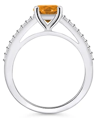 Macy's Citrine (1-1/4 ct. t.w.) and Diamond (1/6 Ring 14K White Gold