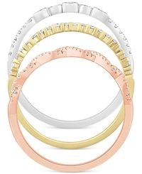 Diamond 3-Pc. Set Stacking Bands (1/2 ct. t.w.) in 14k Tricolor Gold