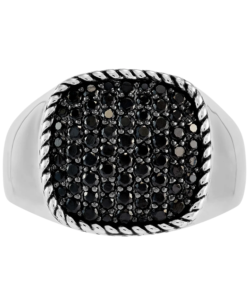 Men's Lab Created Black Spinel (1-1/2 ct.tw.) Band Ring in Sterling Silver