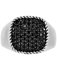 Men's Lab Created Black Spinel (1-1/2 ct.tw.) Band Ring in Sterling Silver