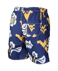 Men's Wes & Willy Navy West Virginia Mountaineers Floral Volley Logo Swim Trunks
