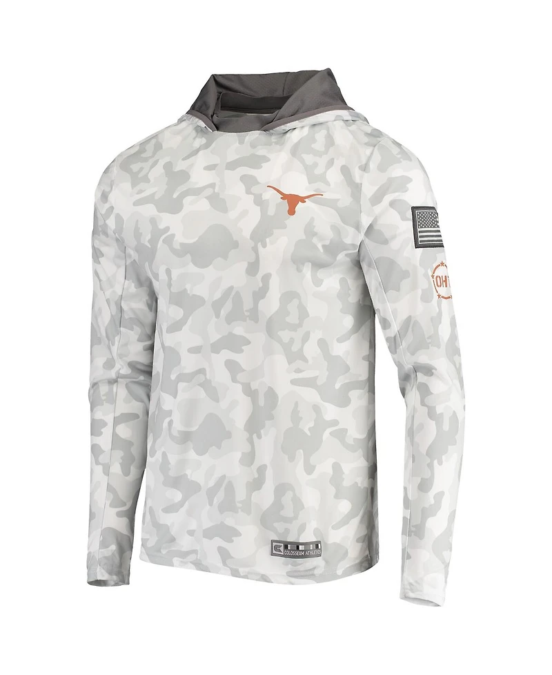 Men's Colosseum Arctic Camo Texas Longhorns Oht Military-Inspired Appreciation Long Sleeve Hoodie Top
