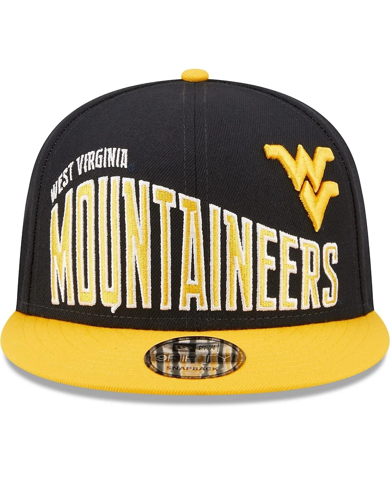 Men's New Era Navy West Virginia Mountaineers Two-Tone Vintage-Like Wave 9FIFTY Snapback Hat