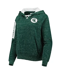 Women's Colosseum Green Michigan State Spartans The Devil Speckle Lace-Placket Raglan Pullover Hoodie
