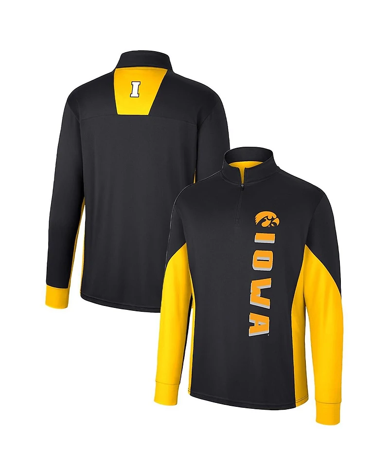 Men's Colosseum Black Iowa Hawkeyes Bart Quarter-Zip Windshirt