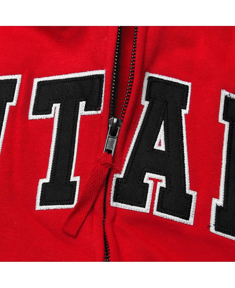 Women's Colosseum Red Utah Utes Arched Name Full-Zip Hoodie