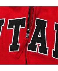 Women's Colosseum Red Utah Utes Arched Name Full-Zip Hoodie
