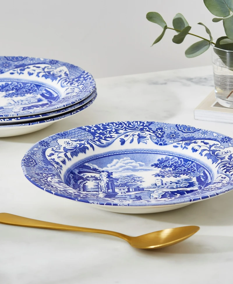 Spode Blue Italian Rim Soup Bowls, Set of 4