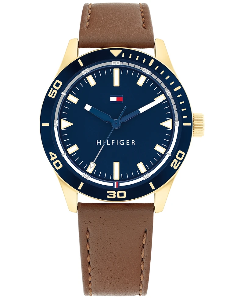 Tommy Hilfiger Men's Brown Leather Strap Watch 38mm