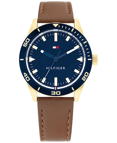 Tommy Hilfiger Men's Brown Leather Strap Watch 38mm