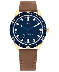 Tommy Hilfiger Men's Brown Leather Strap Watch 38mm