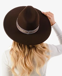 Marcus Adler Women's Metallic Trim Wool Blend Panama Hat