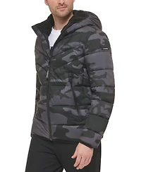 Calvin Klein Men's Chevron Stretch Jacket With Sherpa Lined Hood