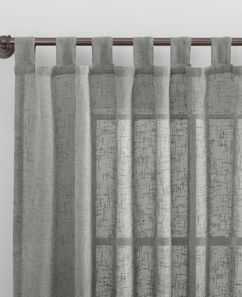 Burlap Weave Linen Blend Tab Top Curtain