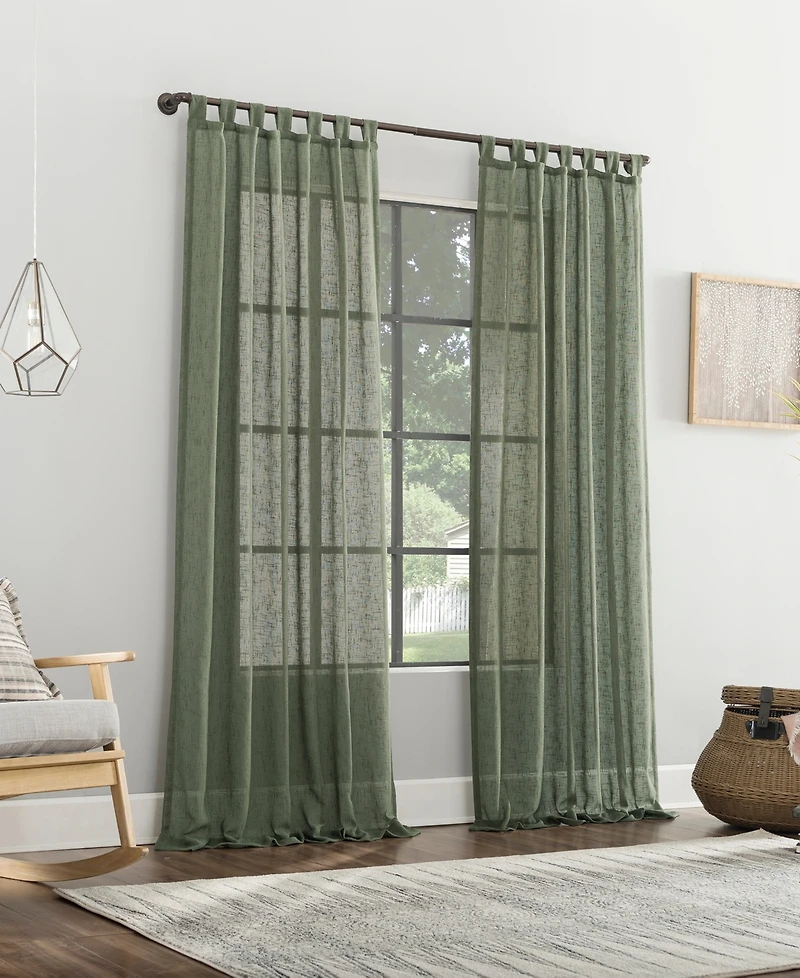 Burlap Weave Linen Blend Tab Top Curtain