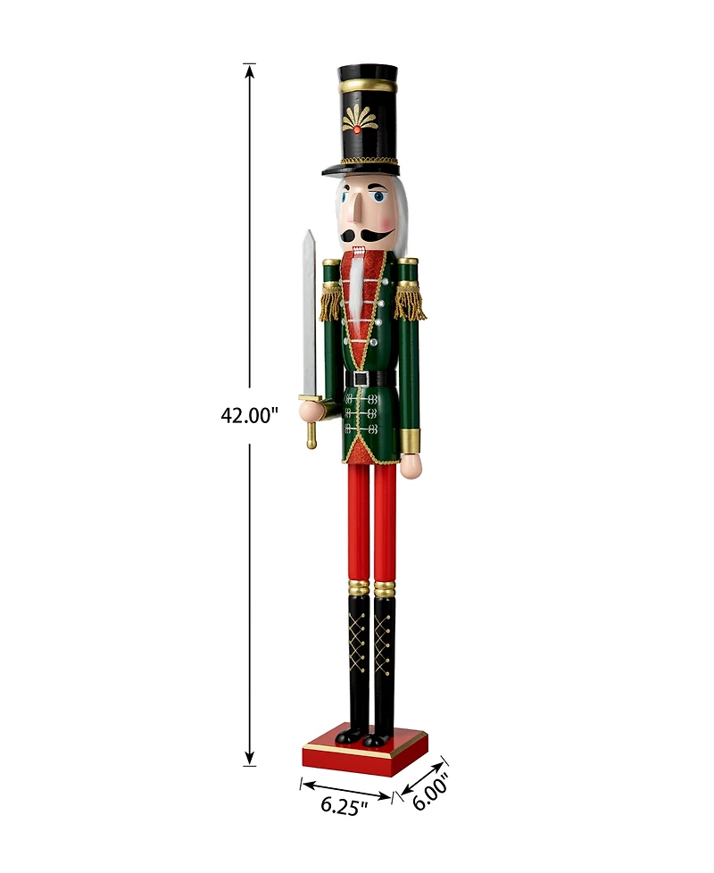 Glitzhome Wooden Christmas Soldier Nutcracker, 42" H