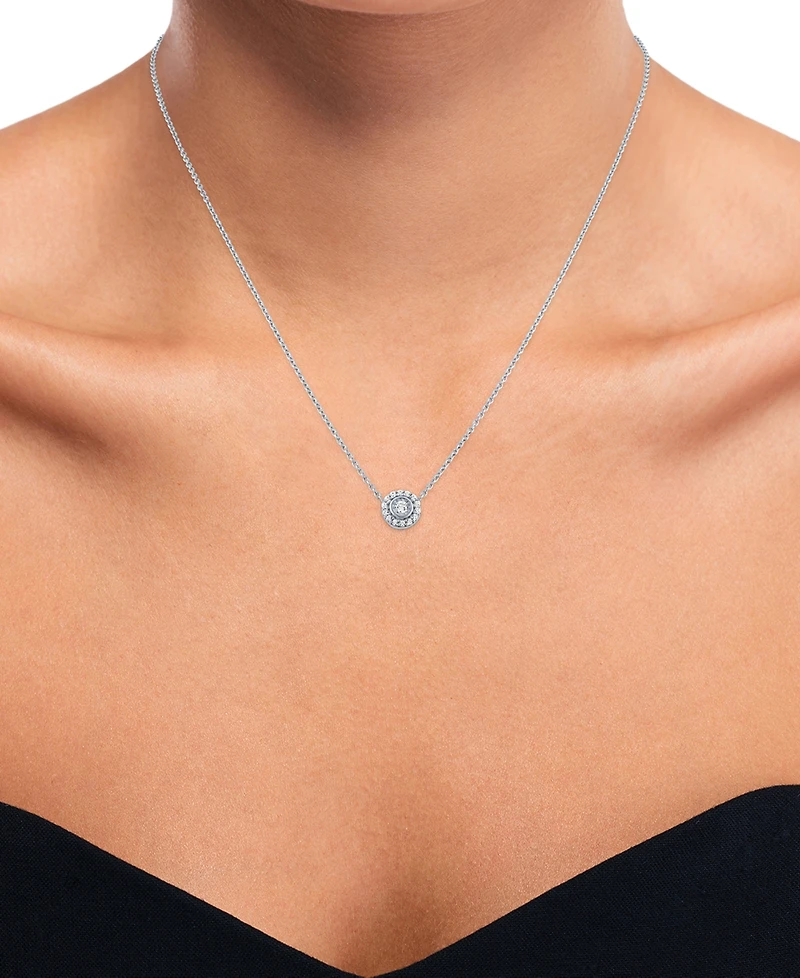 Forever Grown Diamonds Lab-Created Diamond Halo 18" Pendant Necklace (1/8 ct. t.w.) in Sterling Silver