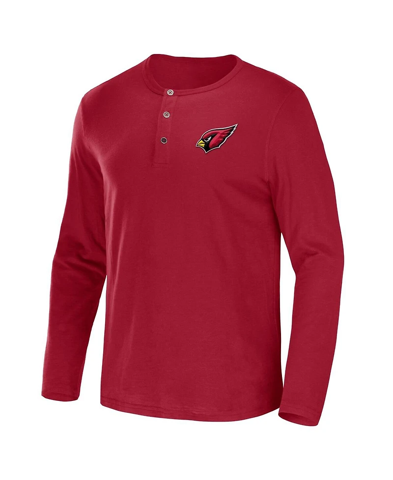 Men's Nfl x Darius Rucker Collection by Fanatics Cardinal Arizona Cardinals Slub Jersey Henley Long Sleeve T-shirt